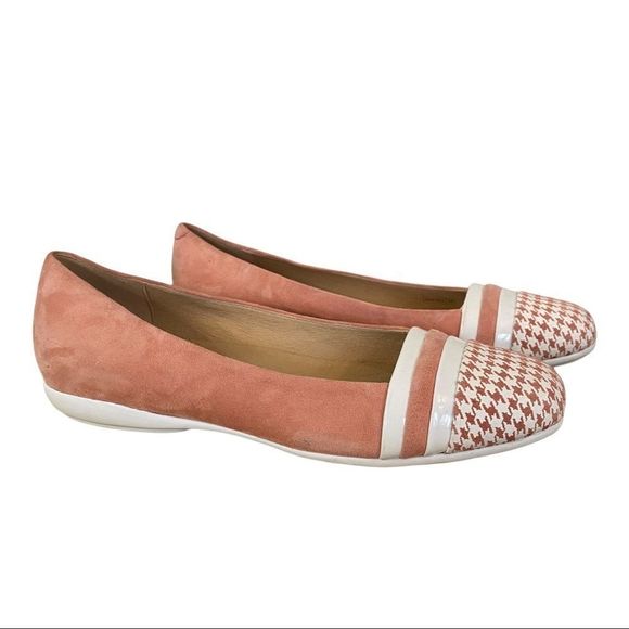 Geox Annytah pink houndstooth pink/white ballet flats goat skin size 9 NWT - Picture 4 of 9
